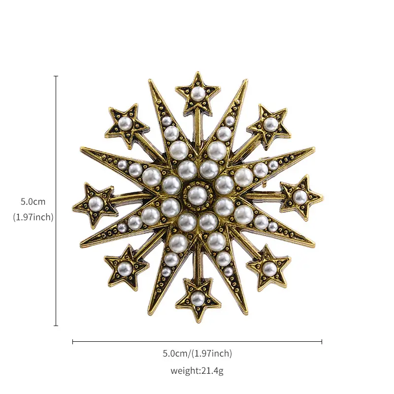 Black Star Pearl Brooch for Men - Image 5
