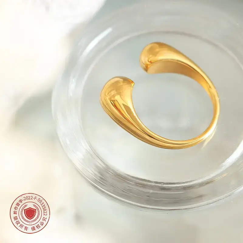 18K Gold Plated Geometric Ring for Women - Image 4