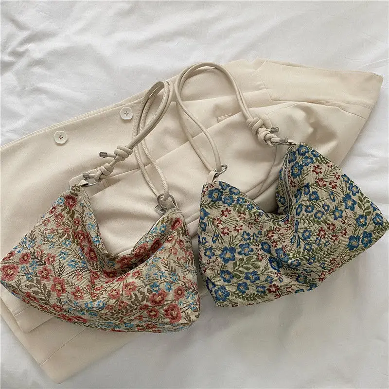 Retro Ethnic Women's Shoulder Satchel Bag with White Strap - Image 3
