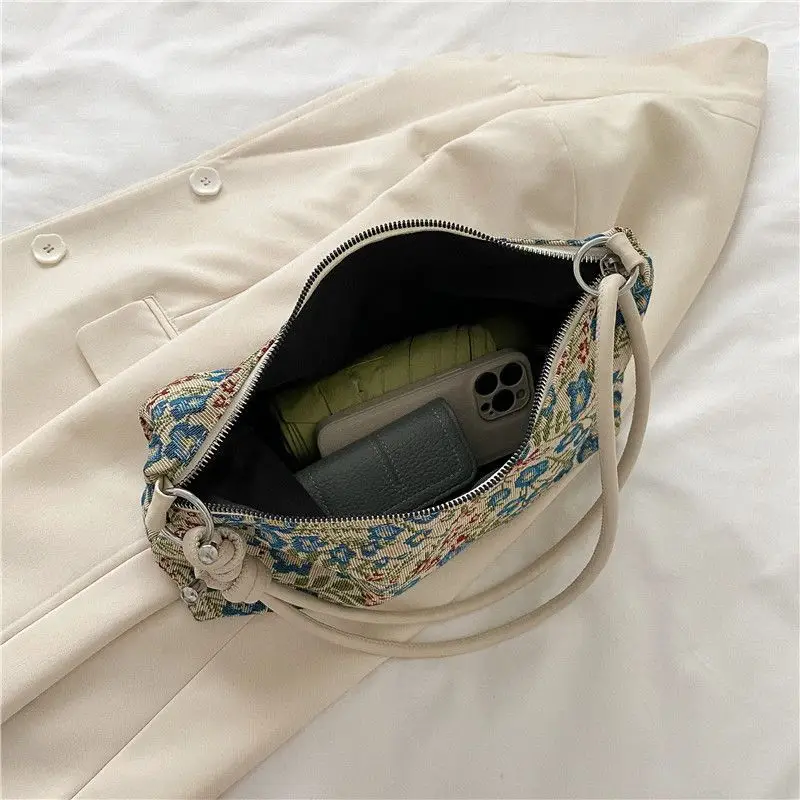 Retro Ethnic Women's Shoulder Satchel Bag with White Strap - Image 4