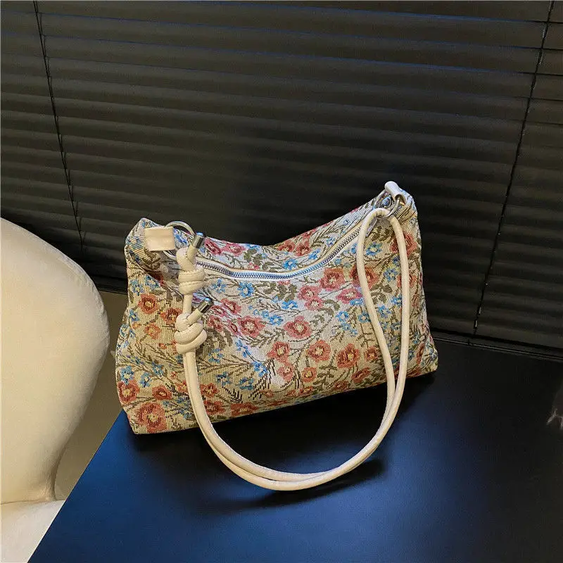 Retro Ethnic Women's Shoulder Satchel Bag with White Strap - Image 6