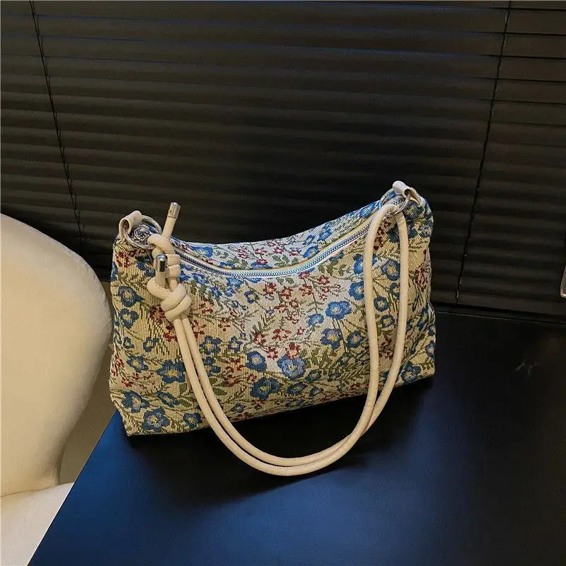 Retro Ethnic Women's Shoulder Satchel Bag with White Strap - Image 7