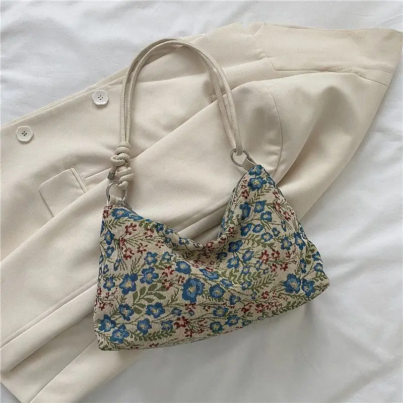 Retro Ethnic Women's Shoulder Satchel Bag with White Strap - Image 2