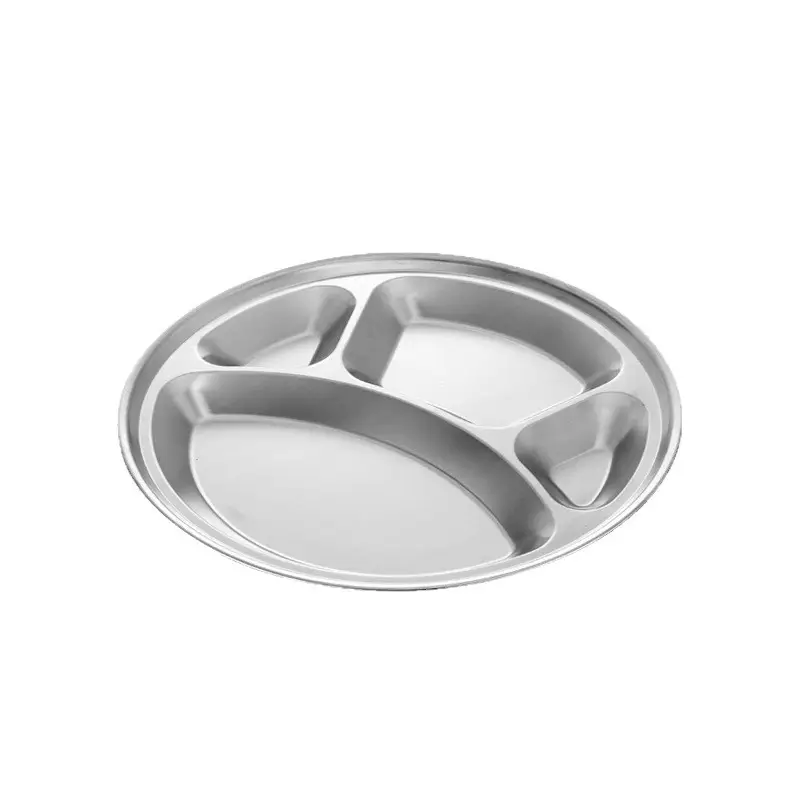 Stainless Steel Cross-Border Dinner Plate 4-Compartment Bear Paw Round - Image 6