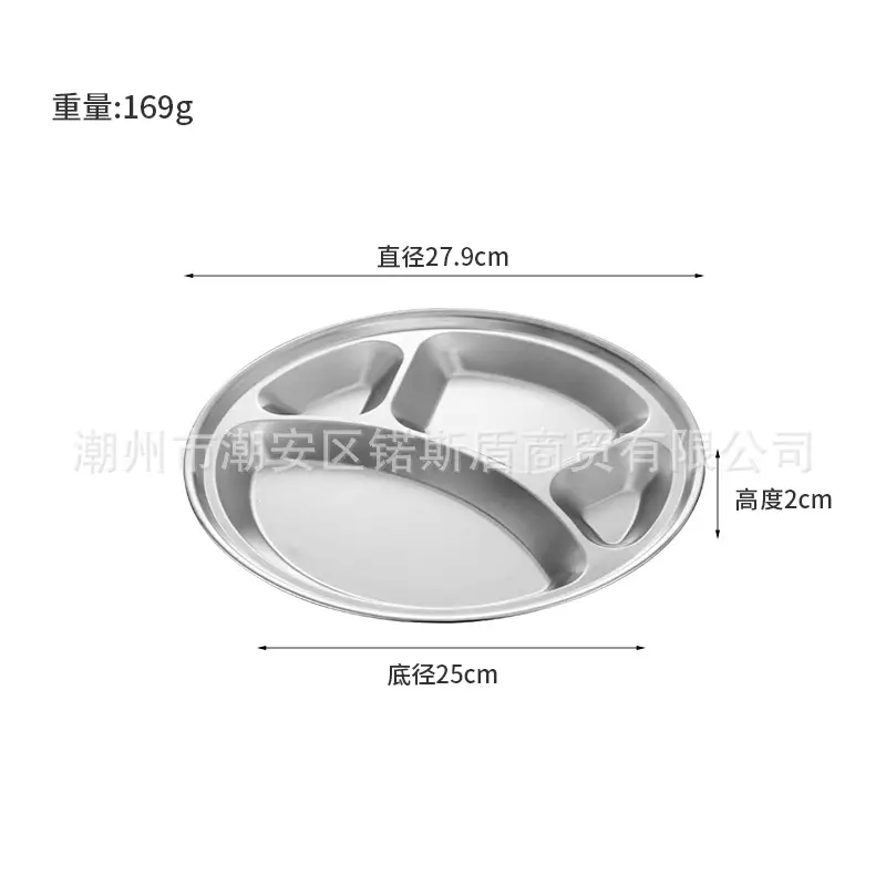 Stainless Steel Cross-Border Dinner Plate 4-Compartment Bear Paw Round — feature 15