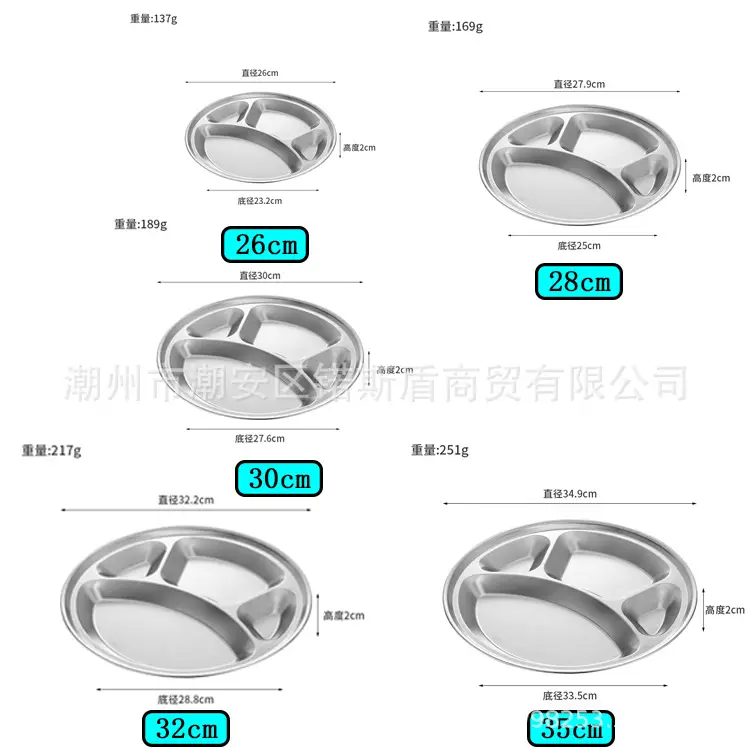 Stainless Steel Cross-Border Dinner Plate 4-Compartment Bear Paw Round — feature 4