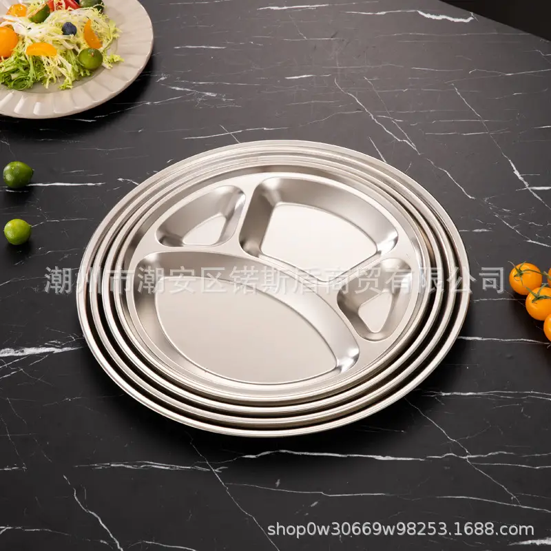 Stainless Steel Cross-Border Dinner Plate 4-Compartment Bear Paw Round — feature 5