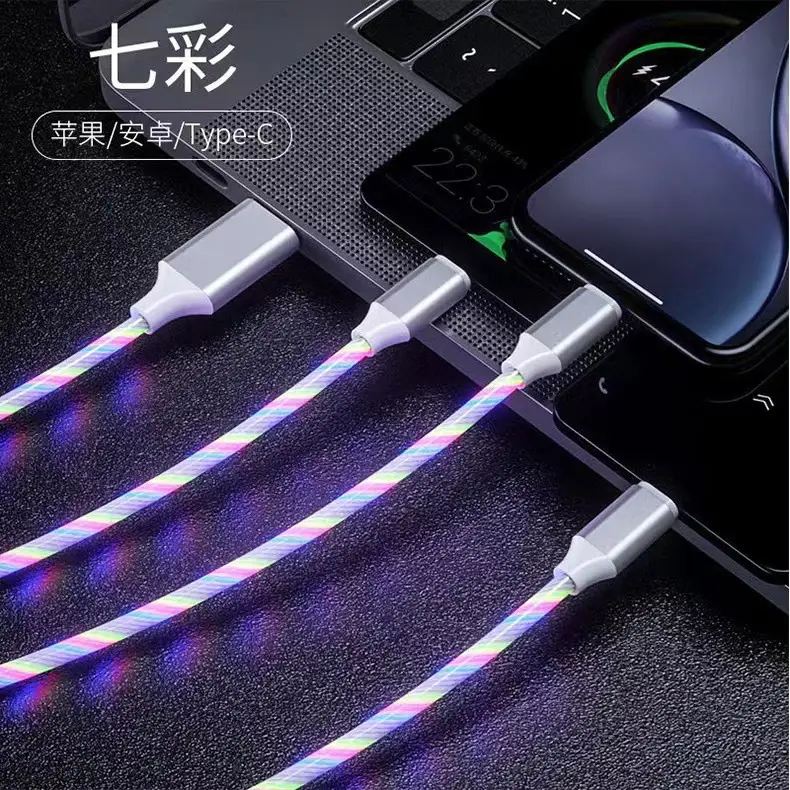Red Glowing Three-In-One Charging Cable for Phones