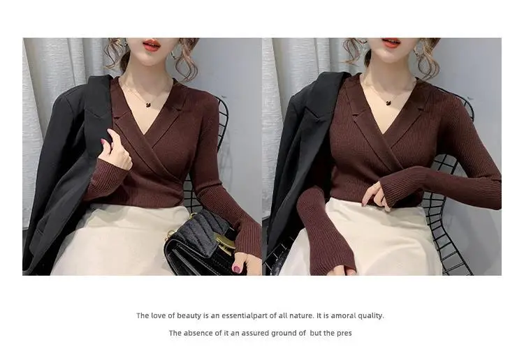 Women Slim Fit Knit Sweater Collar Base 2026 — feature 40