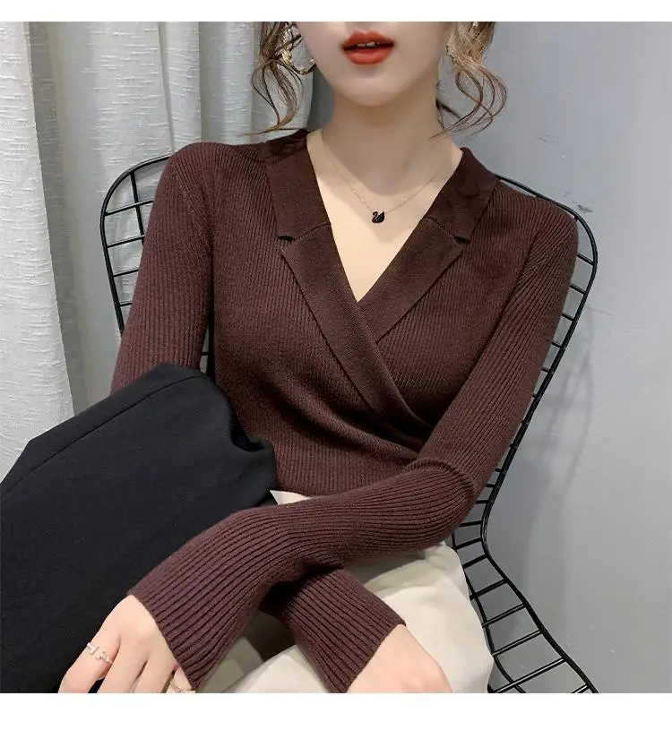 Women Slim Fit Knit Sweater Collar Base 2026 — feature 41