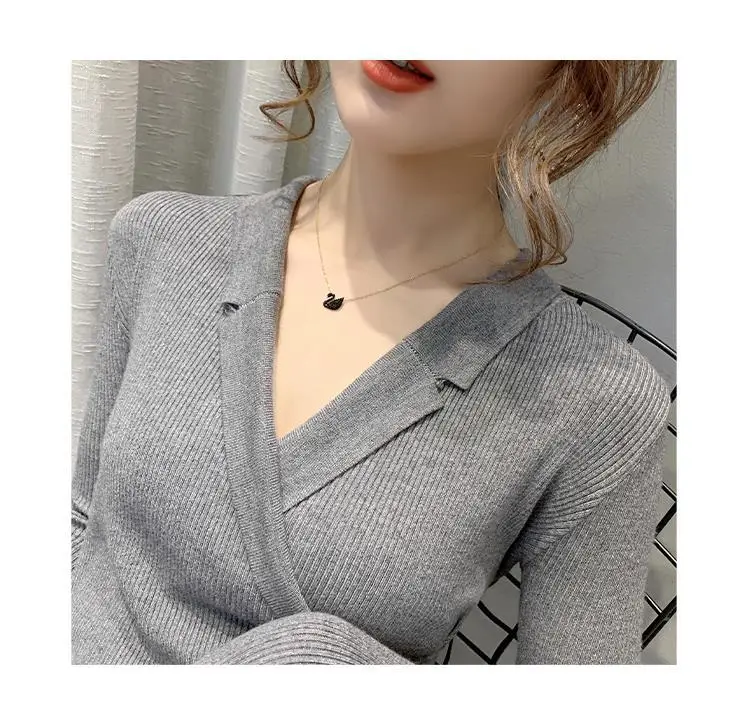 Women Slim Fit Knit Sweater Collar Base 2026 — feature 43