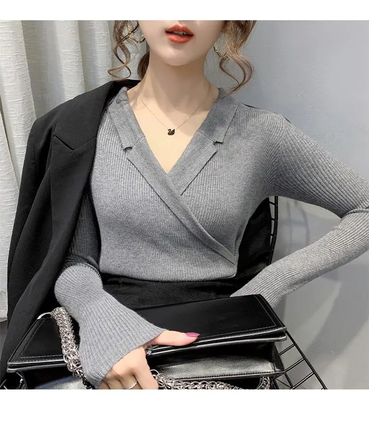 Women Slim Fit Knit Sweater Collar Base 2026 — feature 45