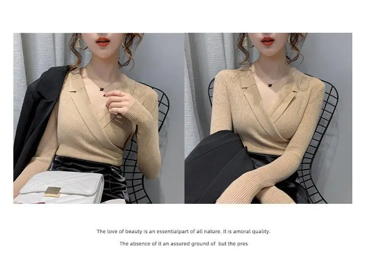Women Slim Fit Knit Sweater Collar Base 2026 — feature 48