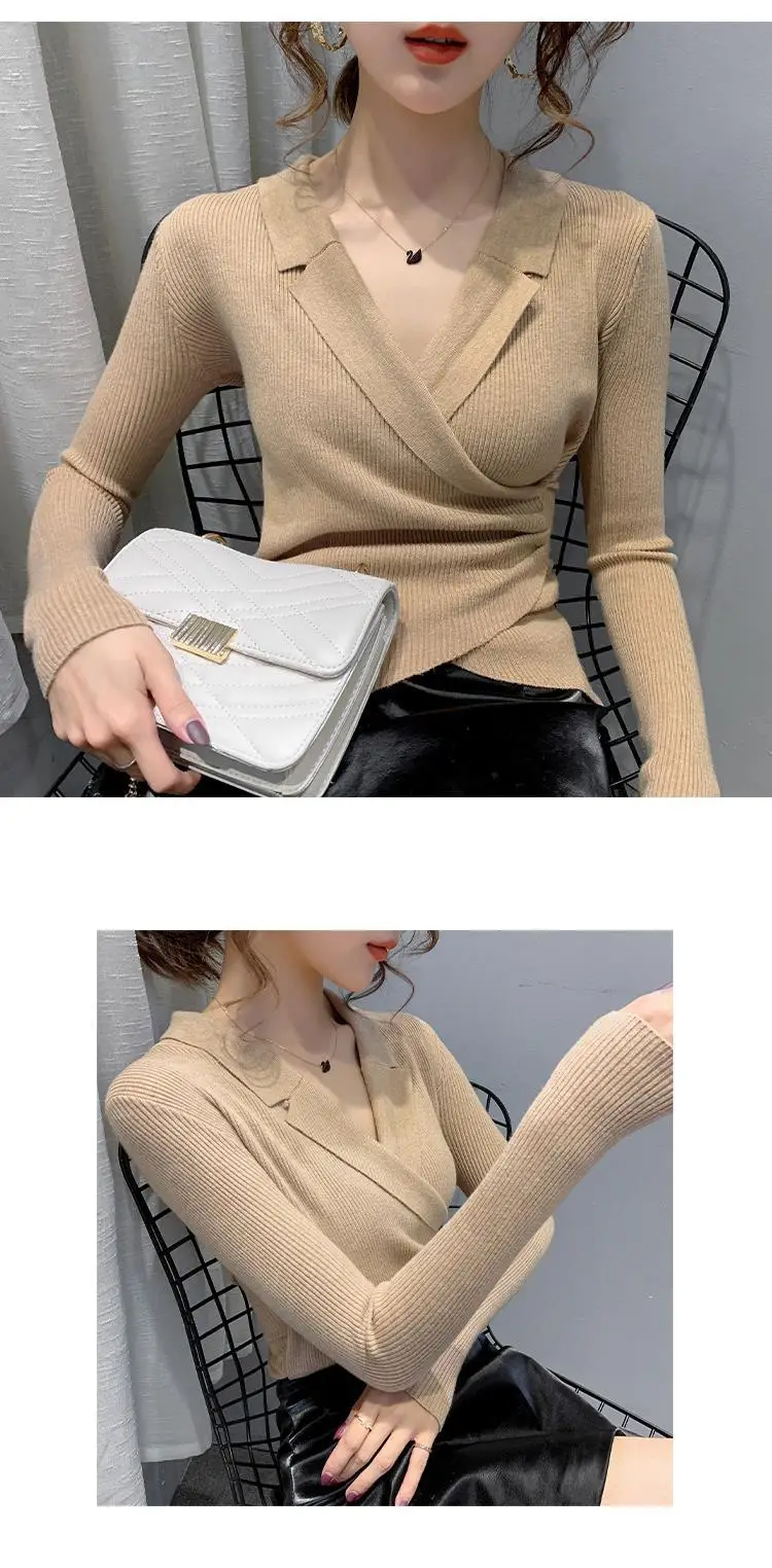 Women Slim Fit Knit Sweater Collar Base 2026 — feature 49