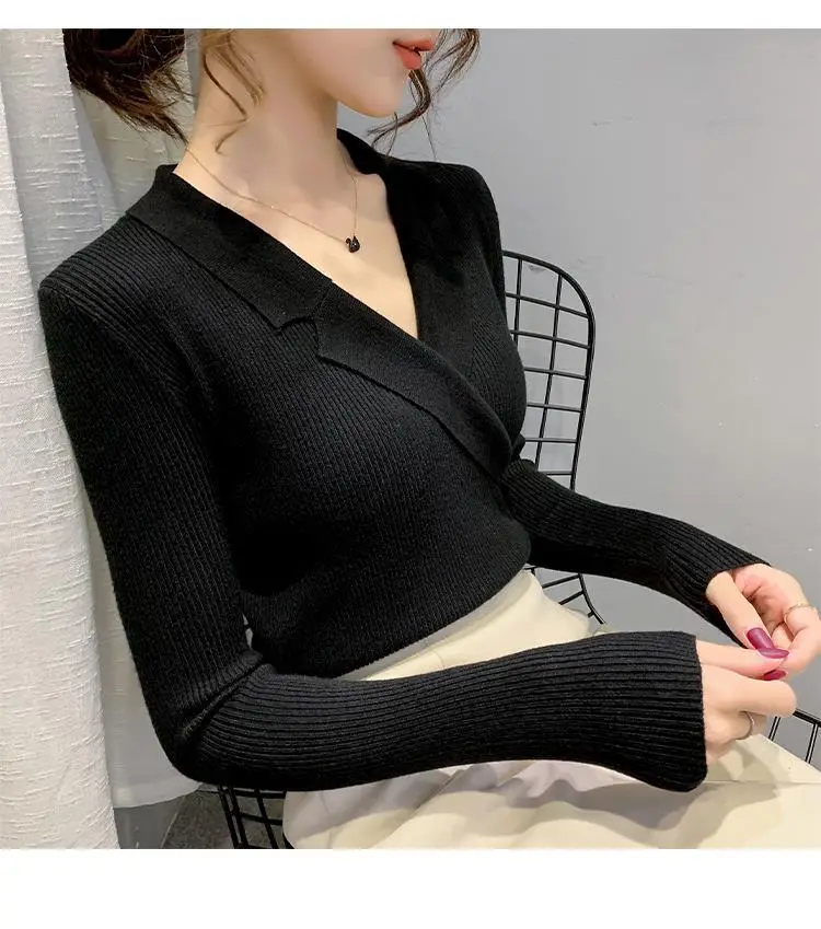 Women Slim Fit Knit Sweater Collar Base 2026 — feature 54