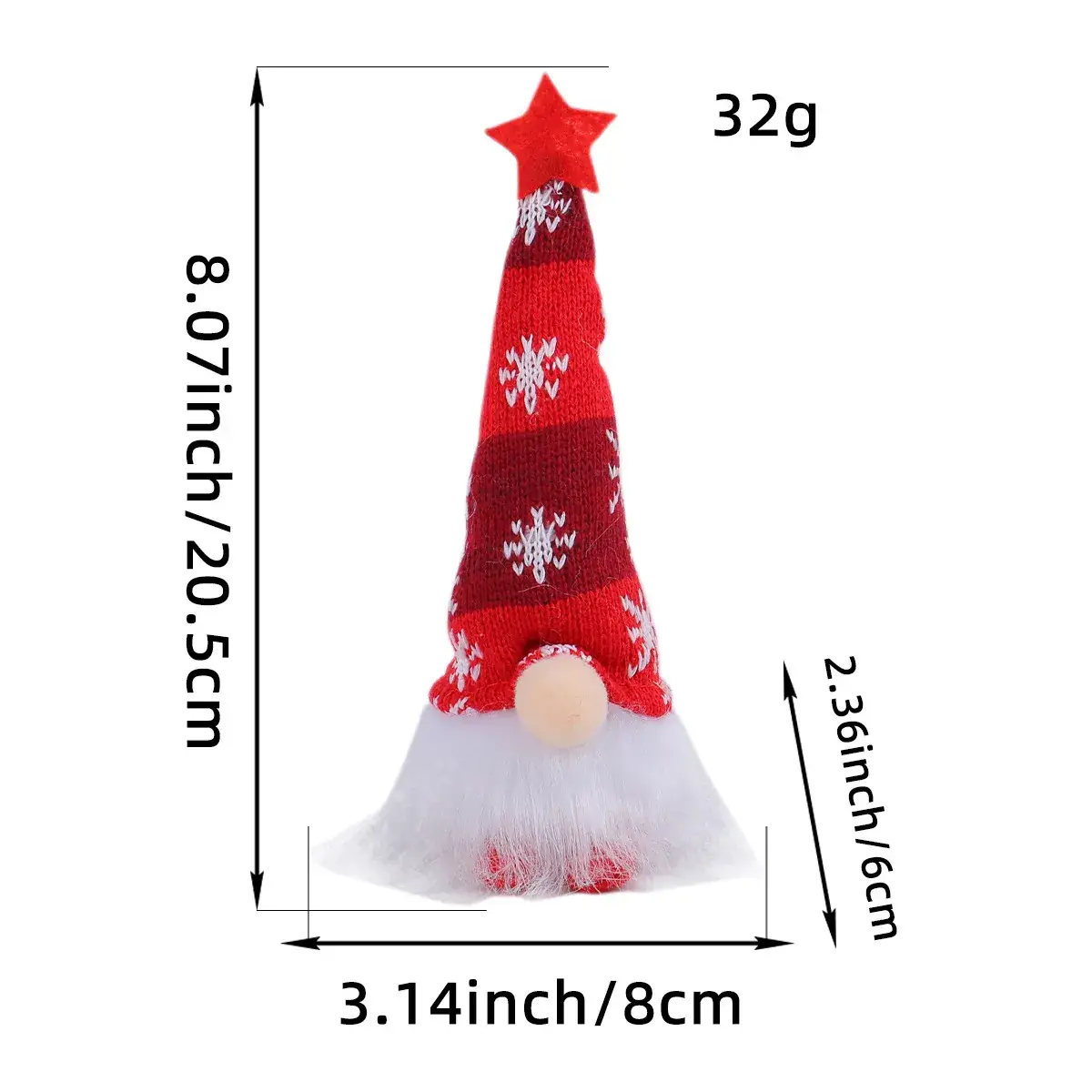 Red Knitted Gnome Christmas Ornament 32g - Image 2