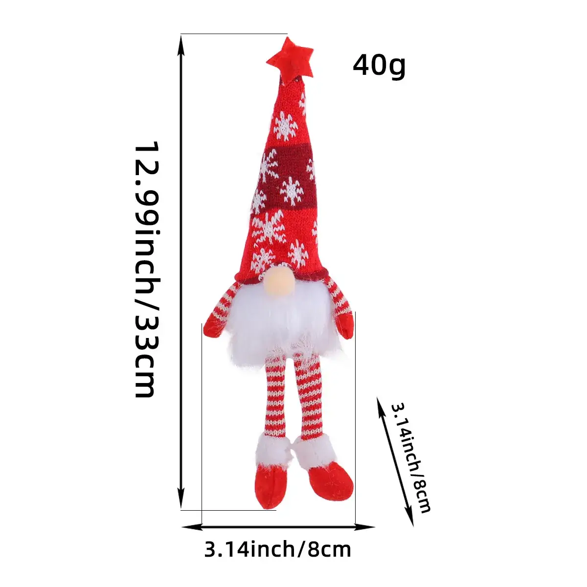 Red Knitted Gnome Christmas Ornament 32g - Image 5