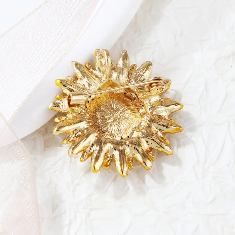Enamel Sunflower Rhinestone Brooch for Women - Image 5