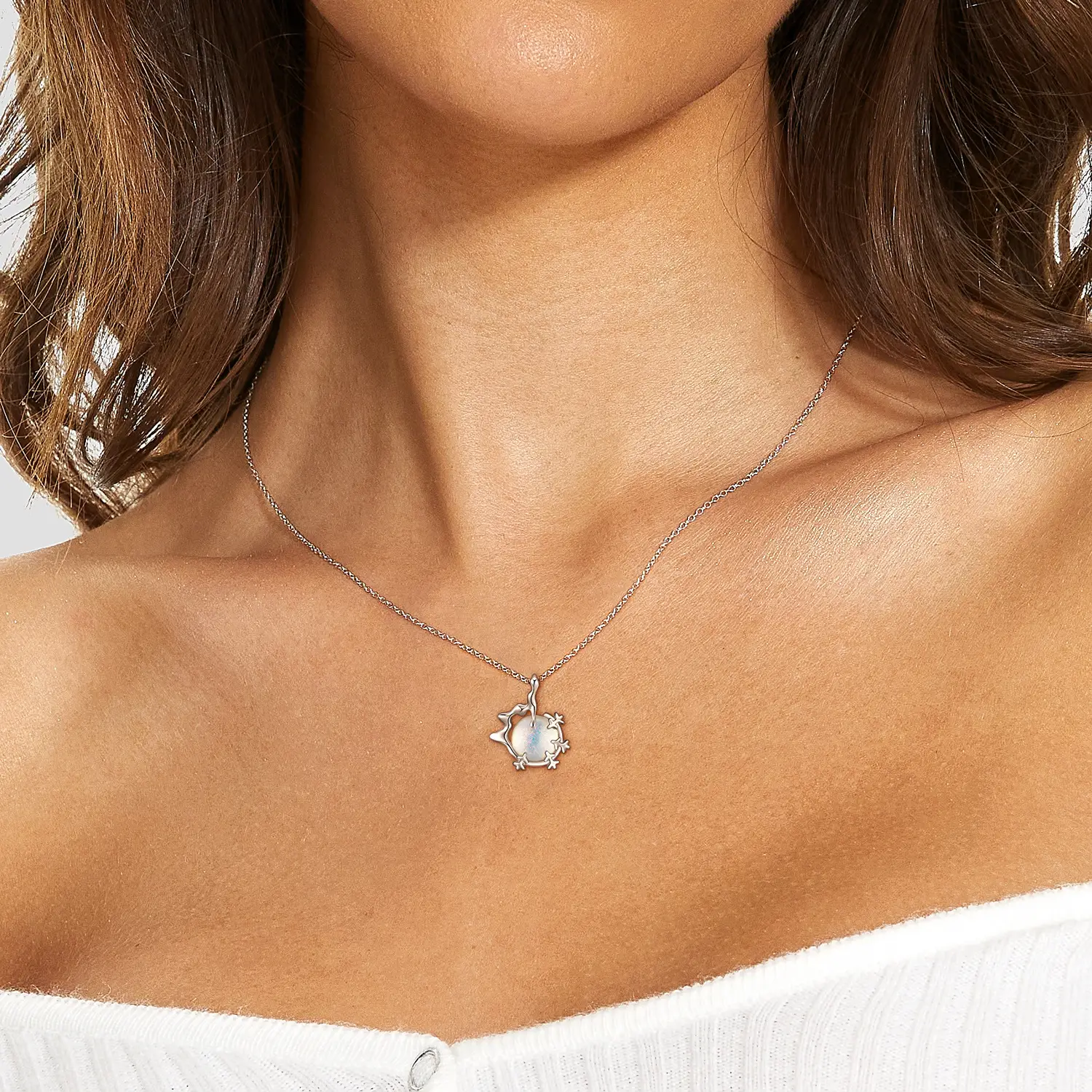 Snowflake Star Necklace for Women Silver 925 Sterling - Image 4