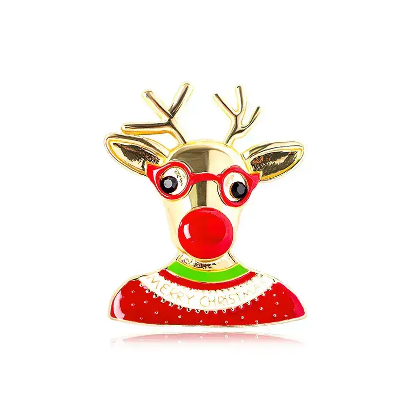 Christmas Red Deer Brooch with Red Glasses - Image 7