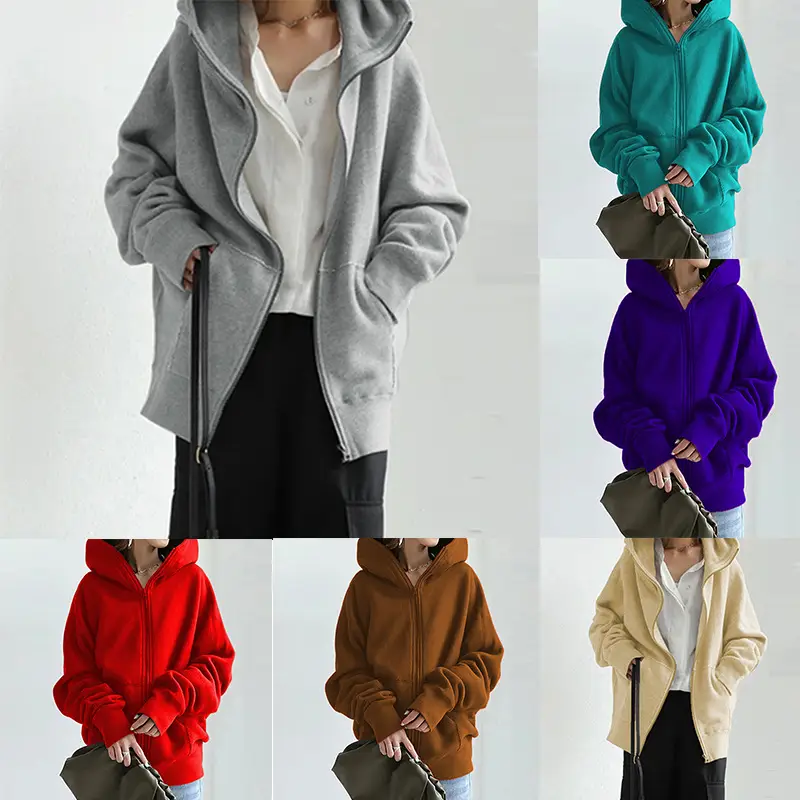 2023 Grey Hooded Sweatshirt Long Sleeve Women - Image 9