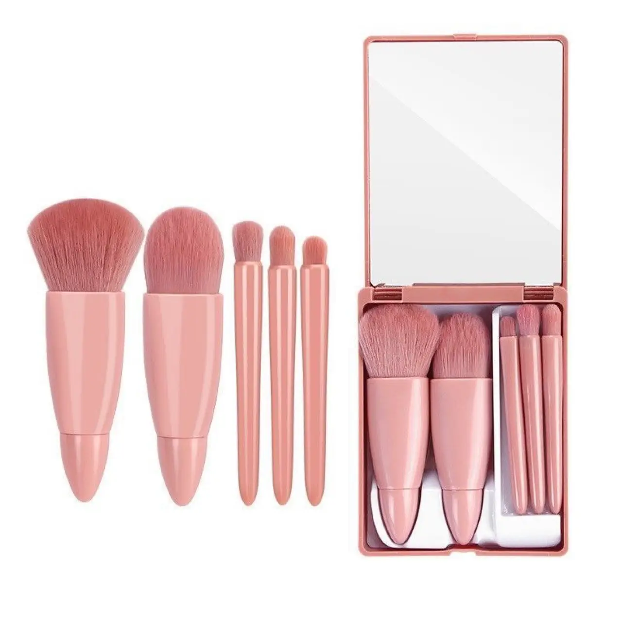 5-Piece Portable Makeup Brush Set with Mirror for Beginners — feature 10