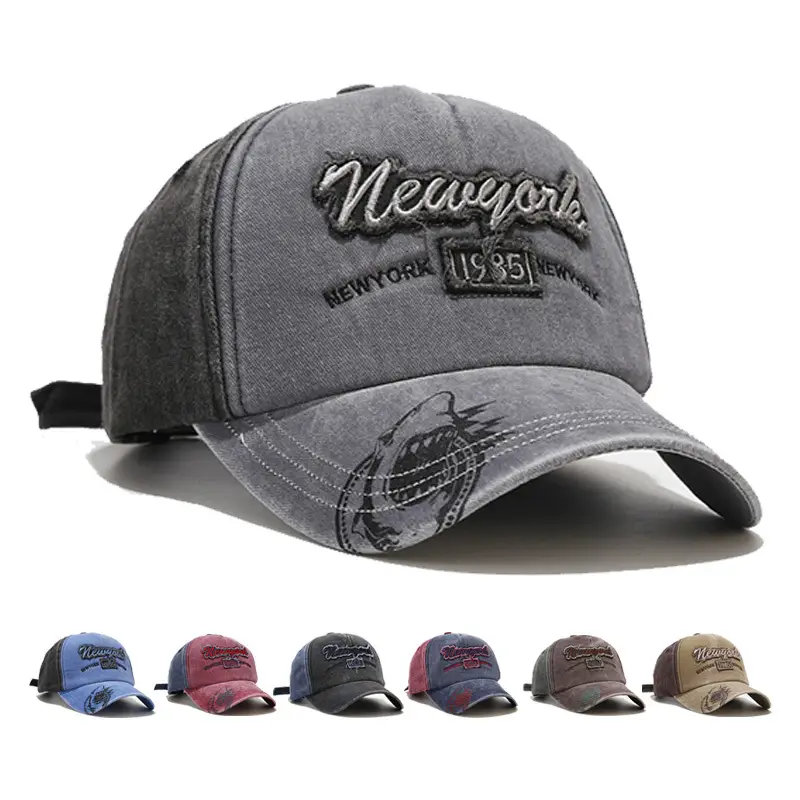 Men's Distressed Graffiti Fishing Caps 1985 Brown Blue - Image 5