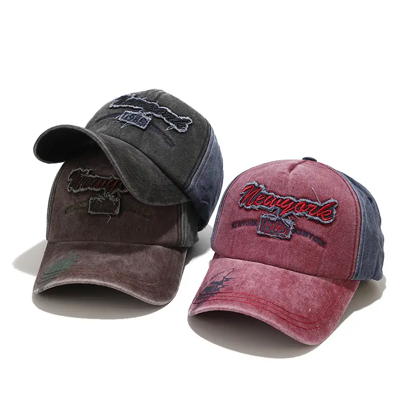 Men's Distressed Graffiti Fishing Caps 1985 Brown Blue - Image 6