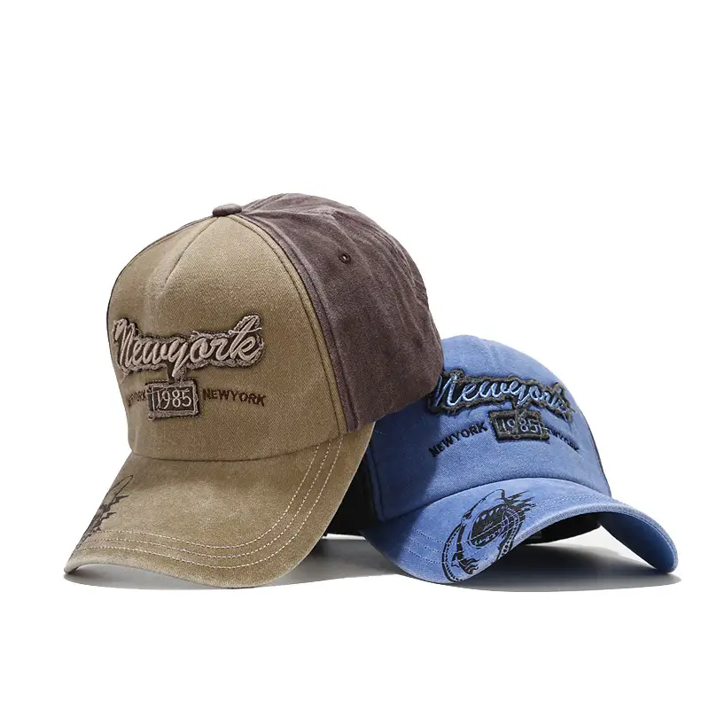 Men's Distressed Graffiti Fishing Caps 1985 Brown Blue - Image 7