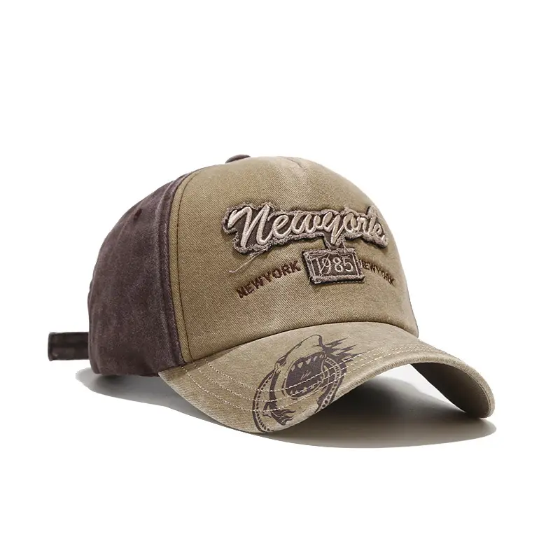 Men's Distressed Graffiti Fishing Caps 1985 Brown Blue - Image 8