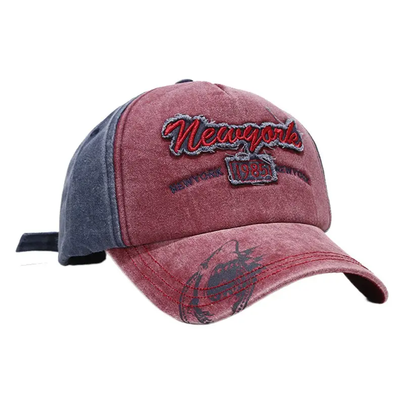 Men's Distressed Graffiti Fishing Caps 1985 Brown Blue