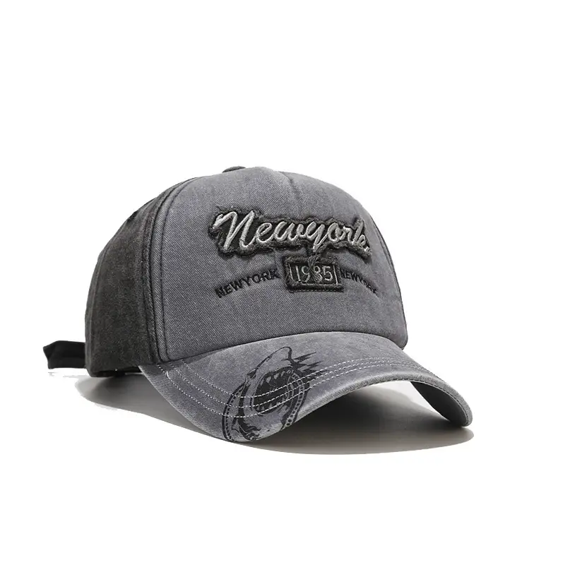 Men's Distressed Graffiti Fishing Caps 1985 Brown Blue - Image 2