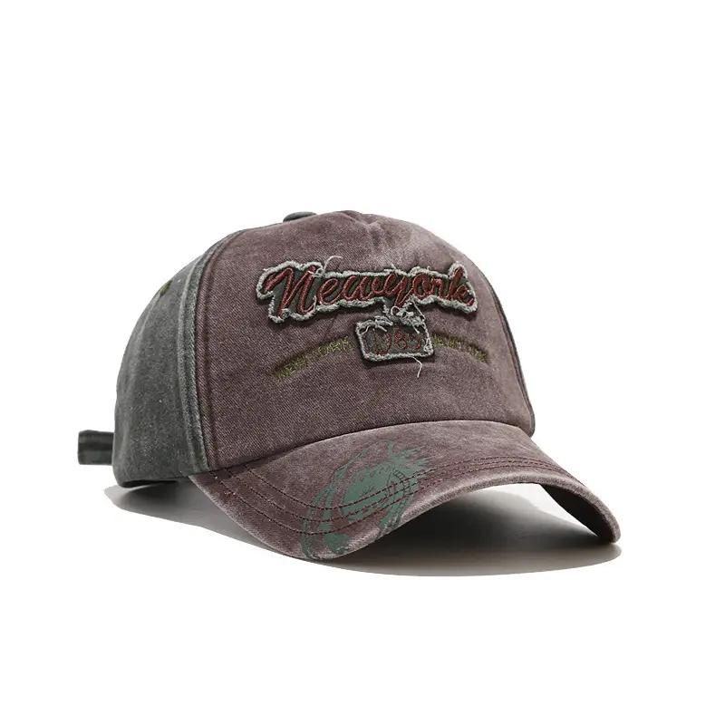 Men's Distressed Graffiti Fishing Caps 1985 Brown Blue - Image 4