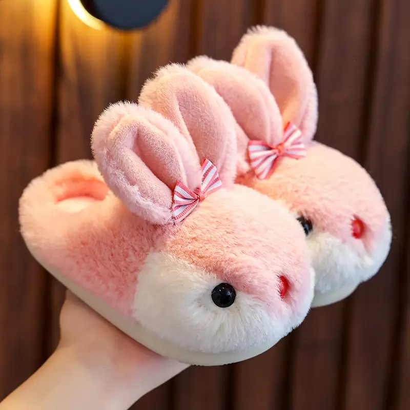 Children's cotton slippers girls' winter cartoon cute rabbit home slippers warm non-slip baby cotton slippers boys
