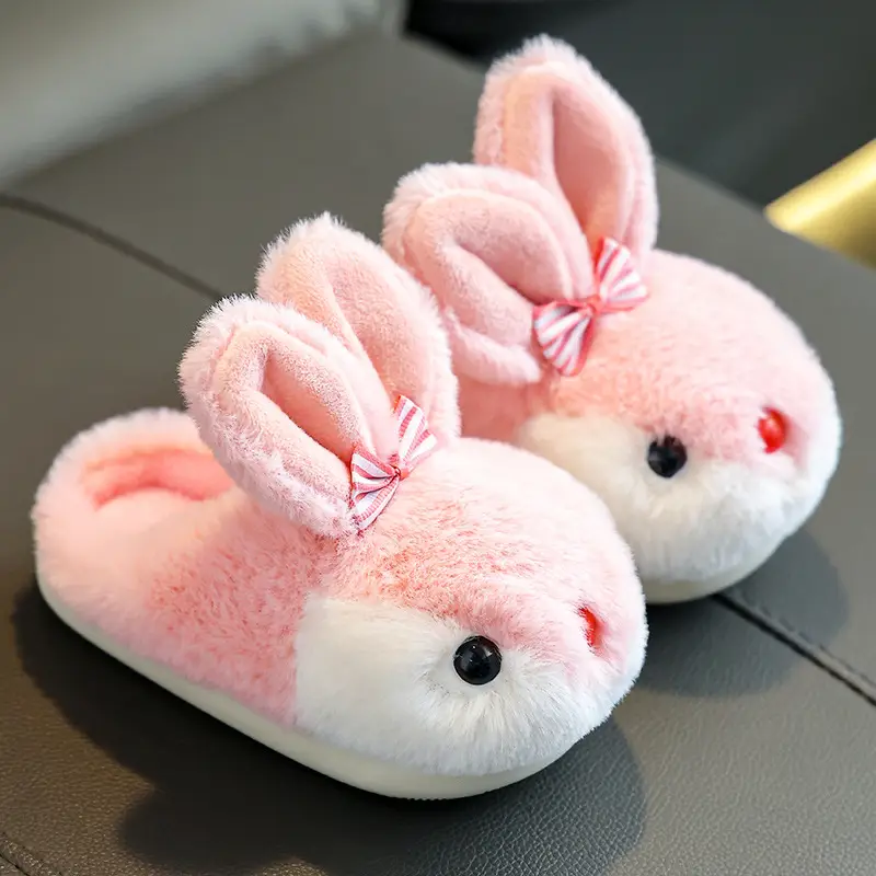 Children's cotton slippers girls' winter cartoon cute rabbit home slippers warm non-slip baby cotton slippers boys