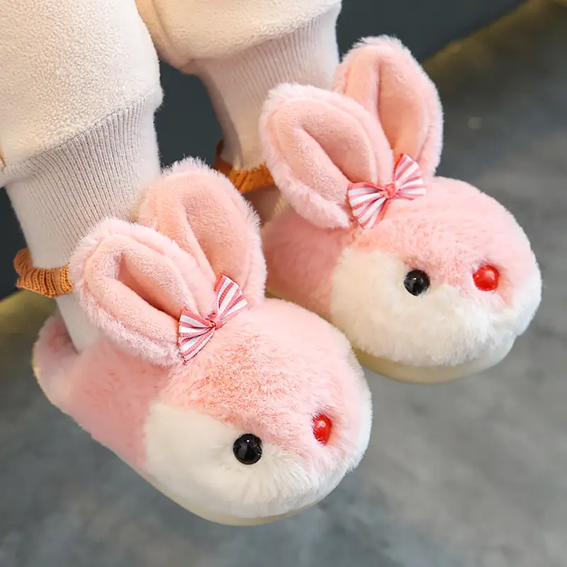 Children's cotton slippers girls' winter cartoon cute rabbit home slippers warm non-slip baby cotton slippers boys