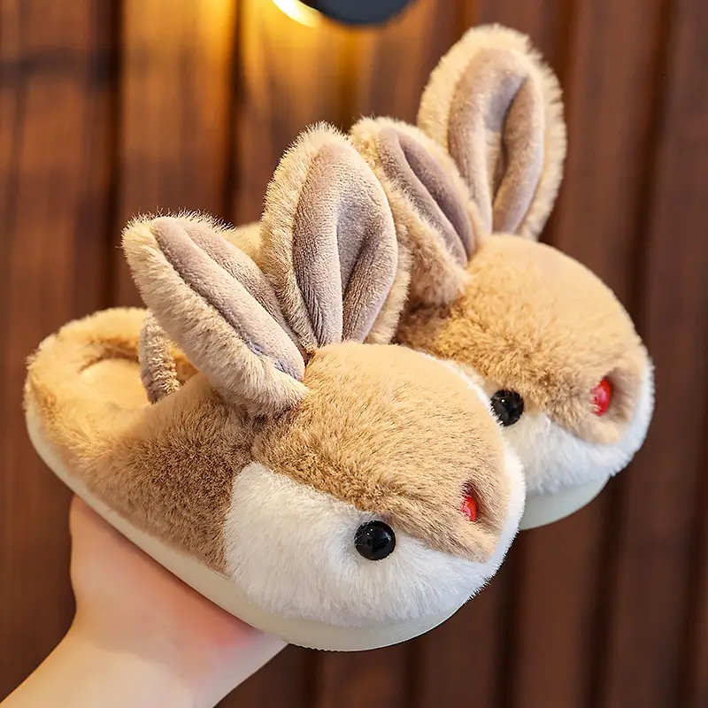 Children's cotton slippers girls' winter cartoon cute rabbit home slippers warm non-slip baby cotton slippers boys