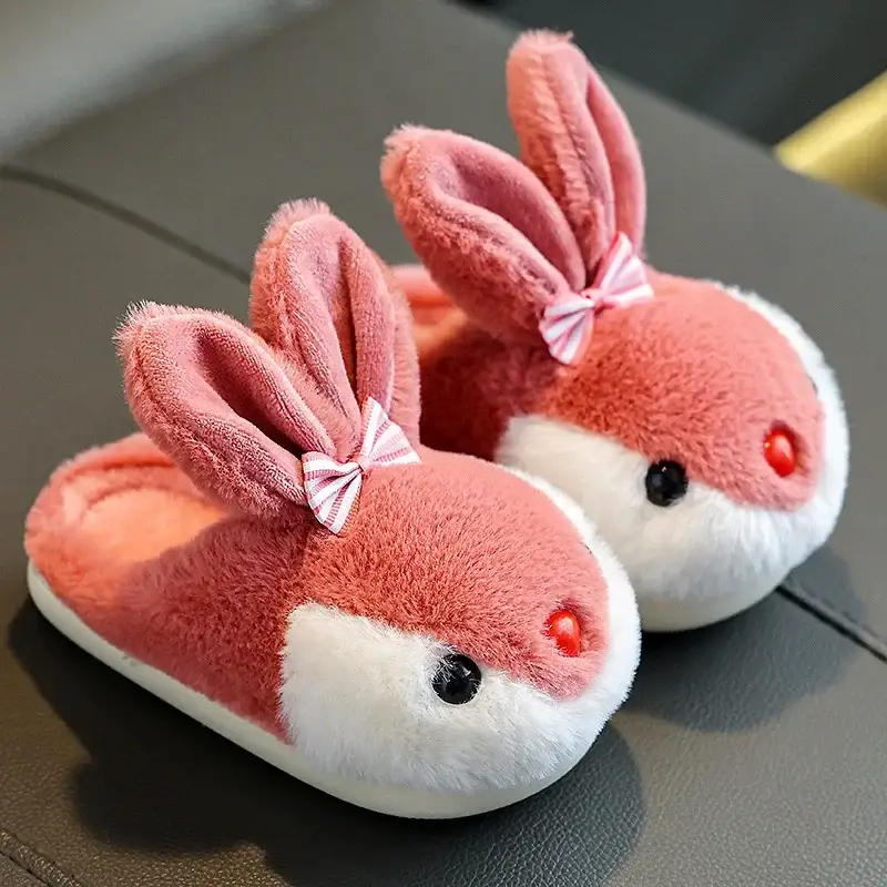 Children's cotton slippers girls' winter cartoon cute rabbit home slippers warm non-slip baby cotton slippers boys