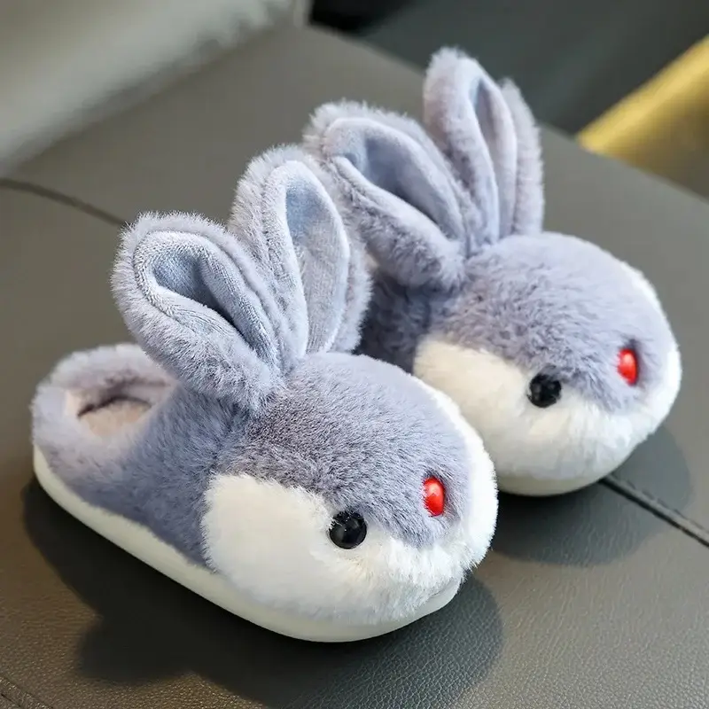 Children's cotton slippers girls' winter cartoon cute rabbit home slippers warm non-slip baby cotton slippers boys