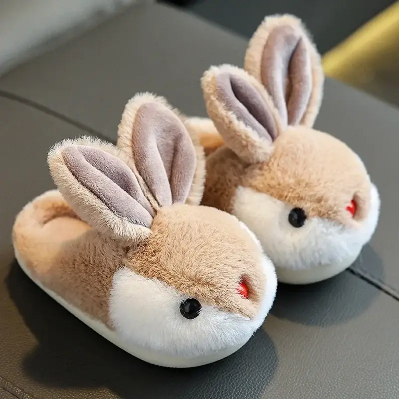 Children's cotton slippers girls' winter cartoon cute rabbit home slippers warm non-slip baby cotton slippers boys
