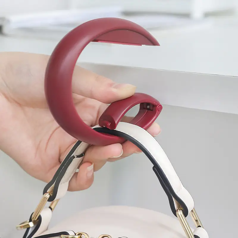 Maroon Adjustable Handheld Bag Hook for Students Office Mobile - Image 7