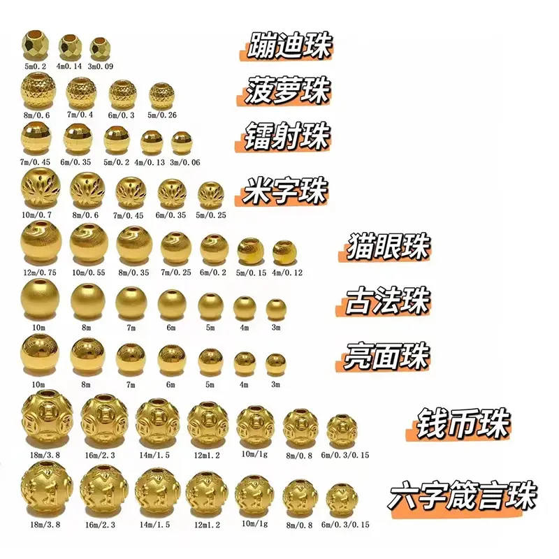 999 Gold Beads 3D Hard Gold Tie Transfer Beads 24k Copper - Image 4