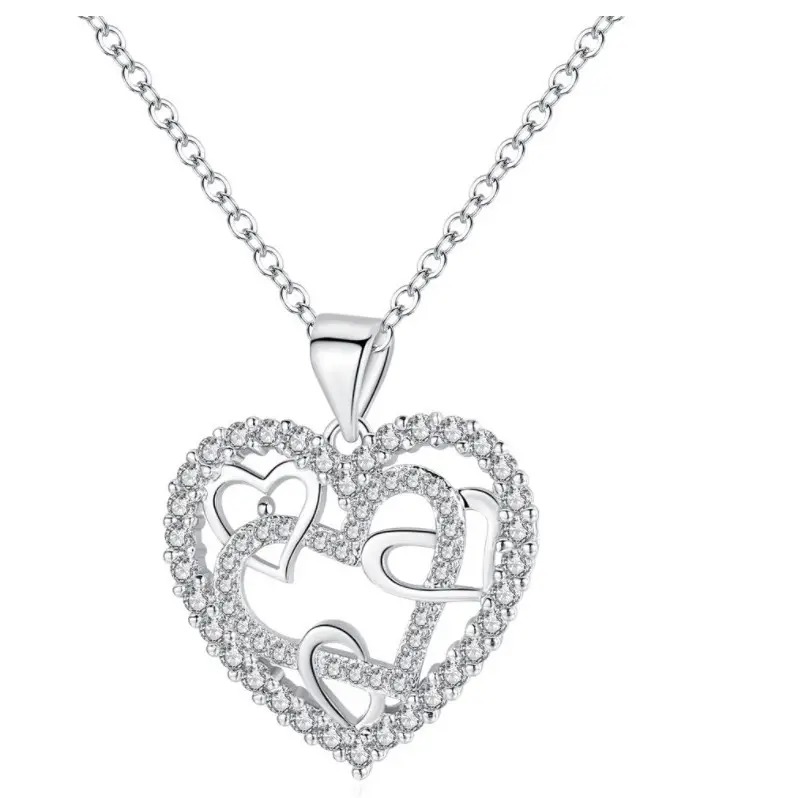 Japanese Korean Micro-Inlaid Heart Winding Necklace - Image 4