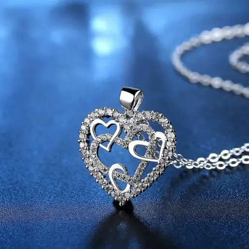 Japanese Korean Micro-Inlaid Heart Winding Necklace - Image 5