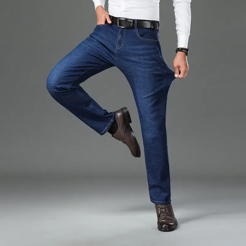 Middle-aged Men Jeans Dad Business Loose Stretch Spring and Autumn Thick Trousers - Image 8