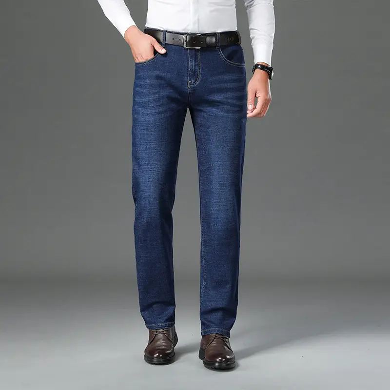 Middle-aged Men Jeans Dad Business Loose Stretch Spring and Autumn Thick Trousers - Image 10