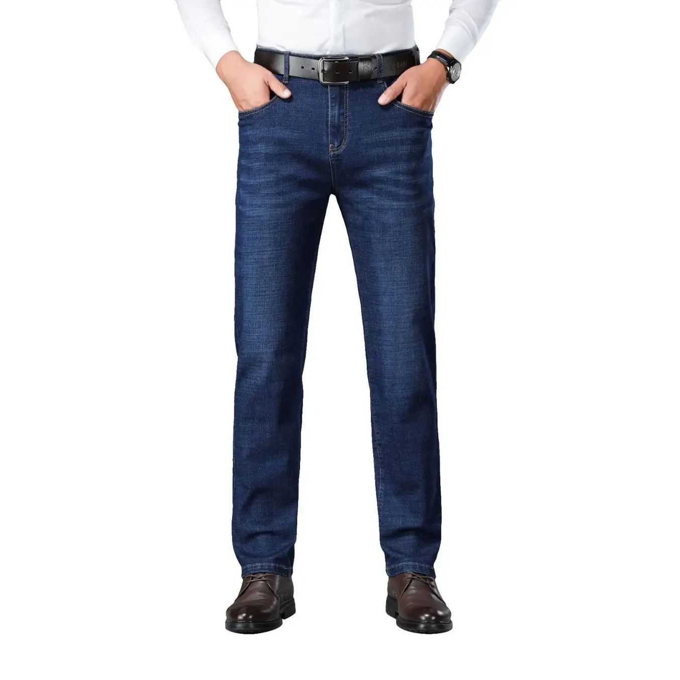 Middle-aged Men Jeans Dad Business Loose Stretch Spring and Autumn Thick Trousers - Image 11