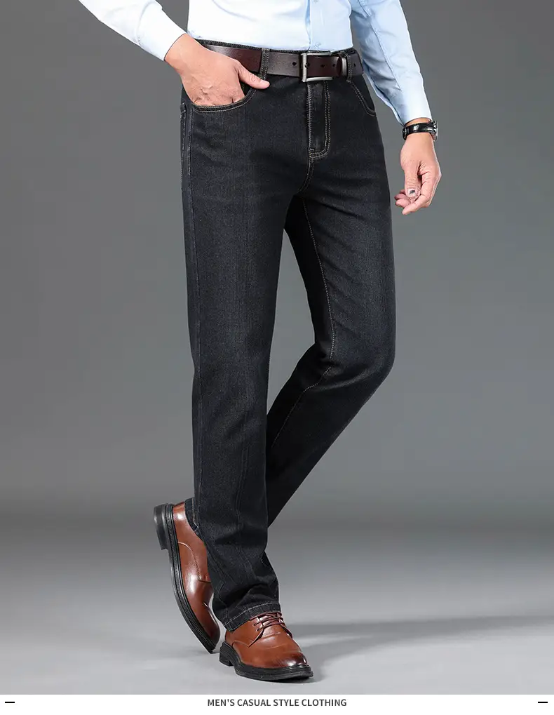 Middle-aged Men Jeans Dad Business Loose Stretch Spring and Autumn Thick Trousers — feature 15