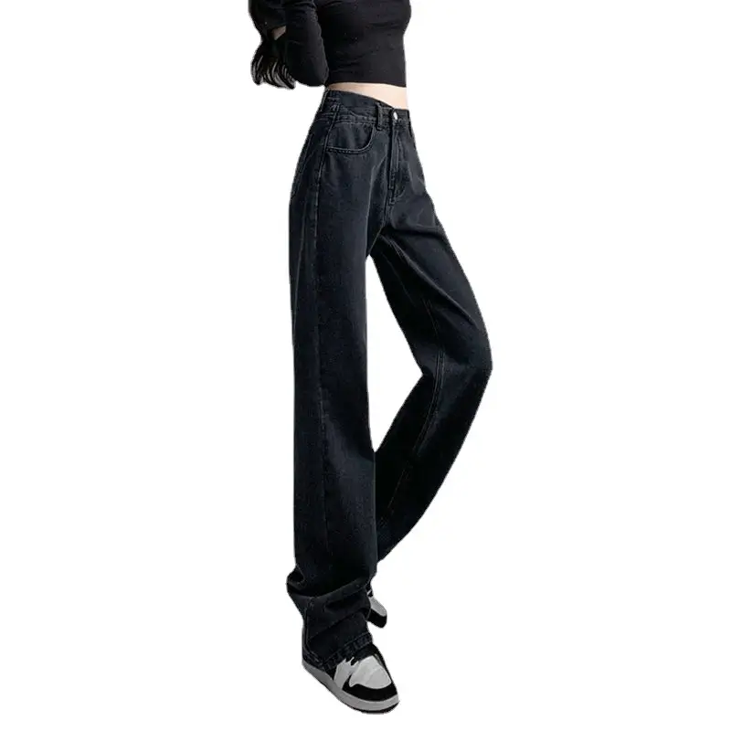 Women Black Wide Leg High Waist Jeans Spring Autumn - Image 6