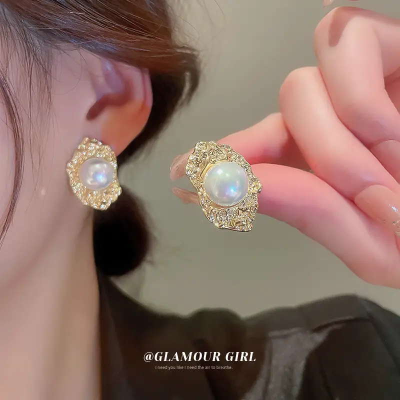 Heart Pearl Earrings for Women Gold Plated